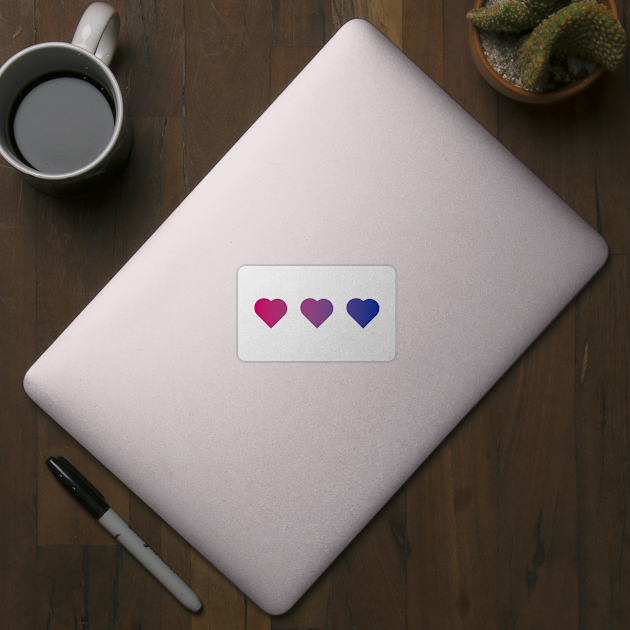 Bi+ Hearts Bisexual Flag (Horizontal Gradient Trio) by opalaricious